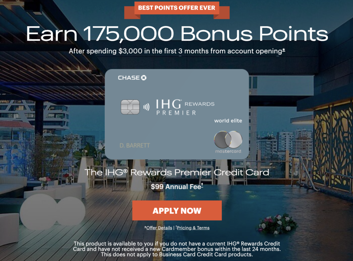 (Expired) Chase IHG Rewards Premier Card 175,000 Points Signup Bonus
