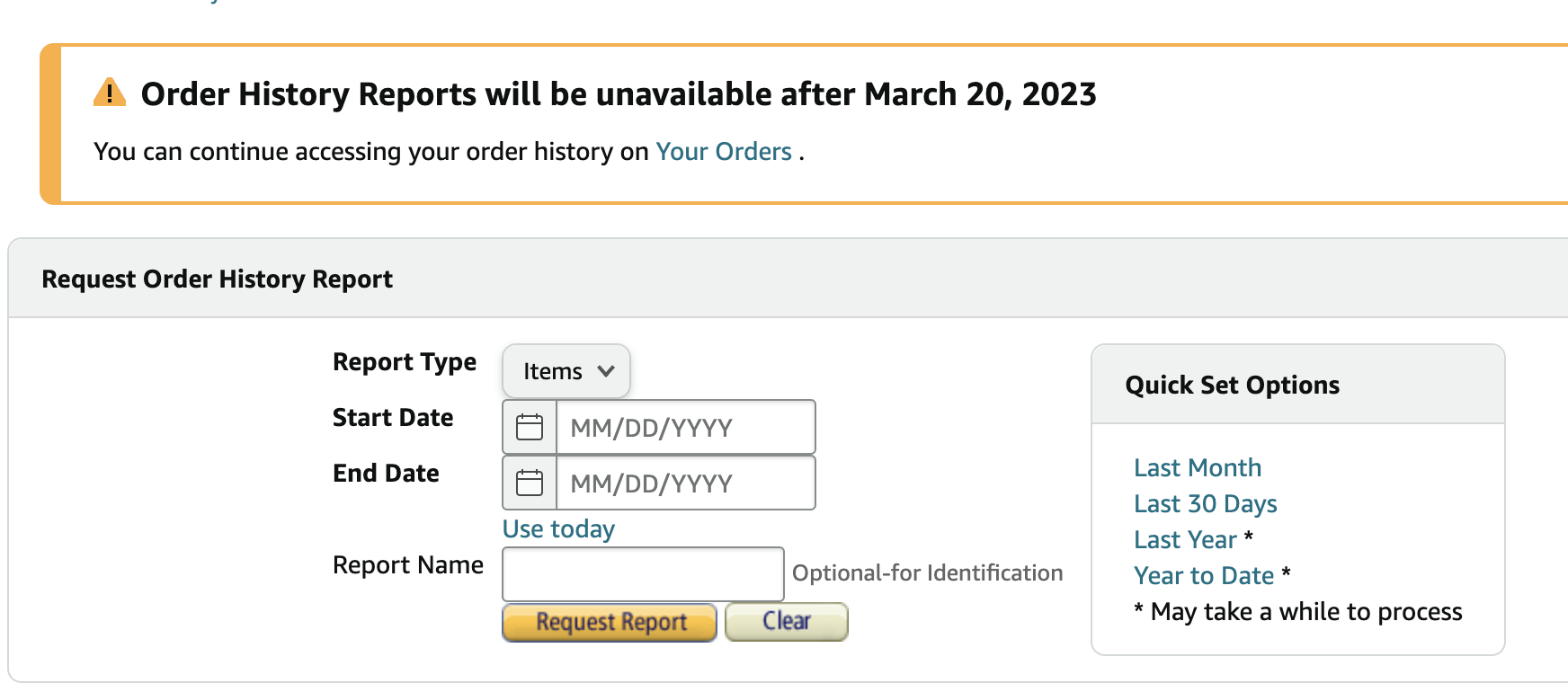 Amazon To Sunset 'Order History Reports' After March 20th Doctor Of
