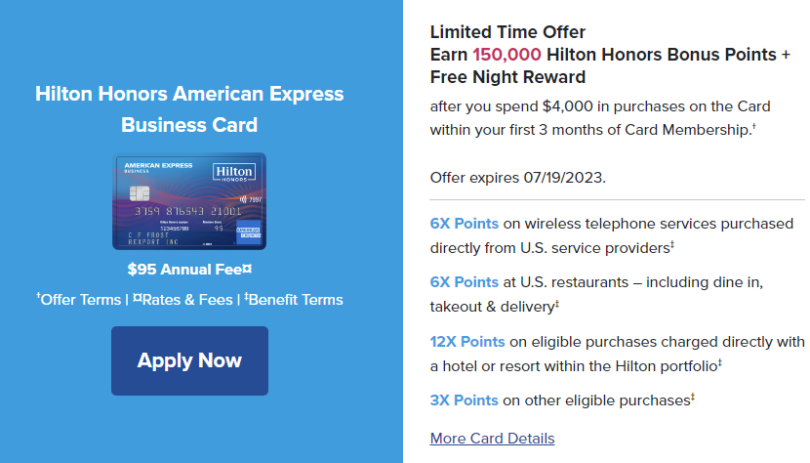 [Expired] American Express Hilton Honors Business Card: 150k Points + Free Night Certificate ...