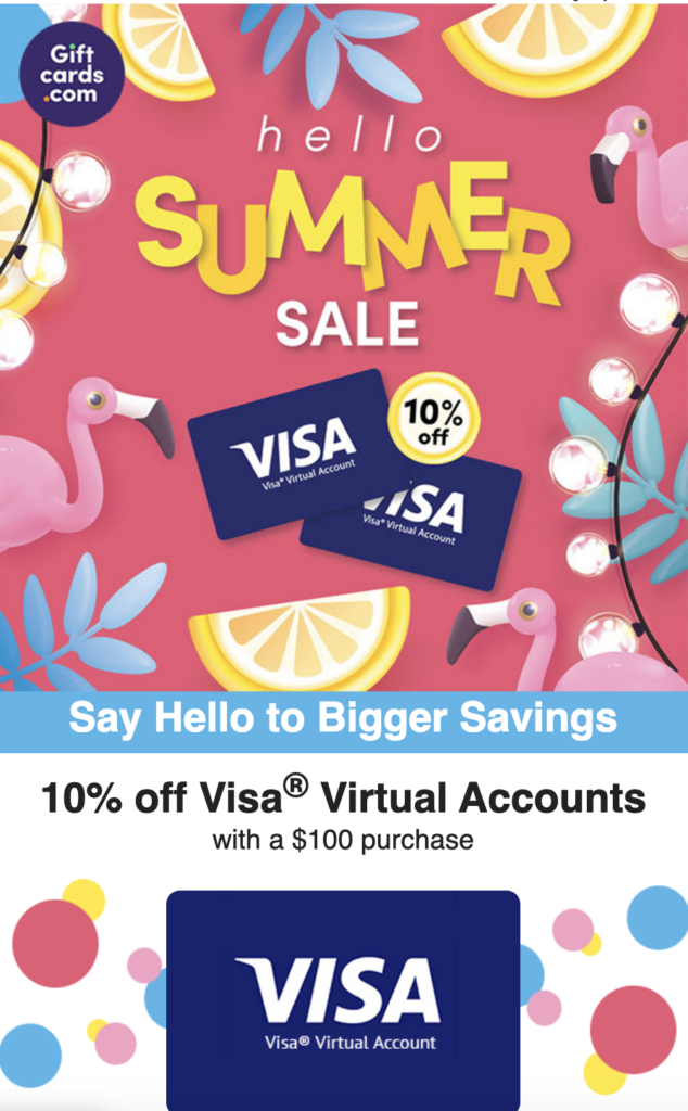 [Expired] Save 10 On Visa eGiftcards 100