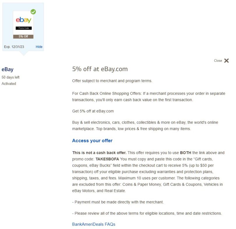 [Expired] Get 5% Off eBay With Promo Code BOFA5 (Can Be Used 2x, Up To ...