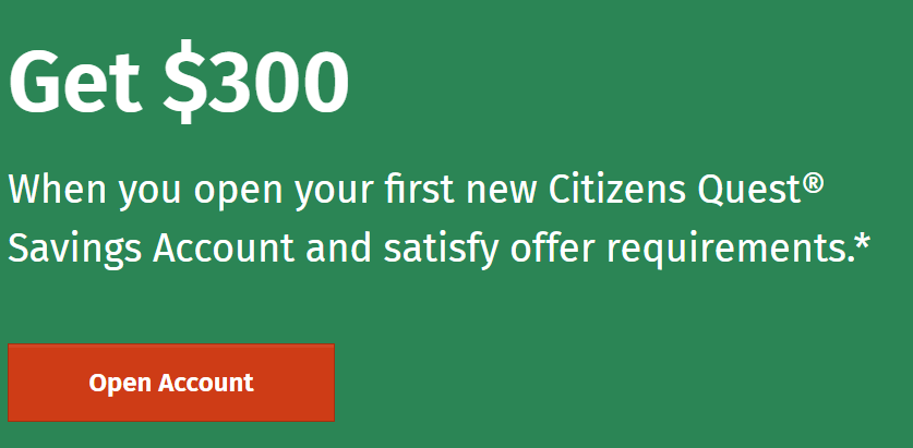 Open account with citizens bank outlet