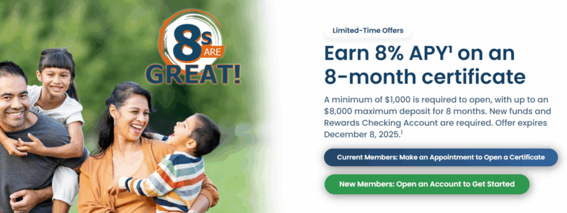 [CA only] Credit Union of Southern California: 8% APY CD On Up To ...