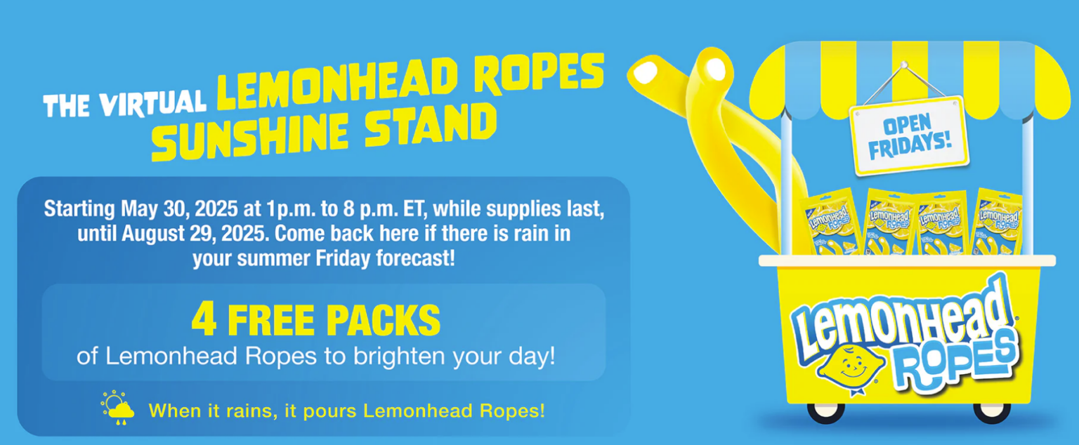 GoPuff: Four Free Packs Of Lemonhead Ropes On Fridays If Rain Is ...