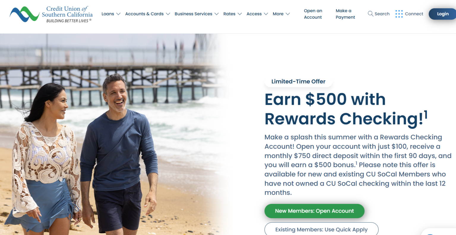 [Expired][CA only] Credit Union of Southern California $500 Checking