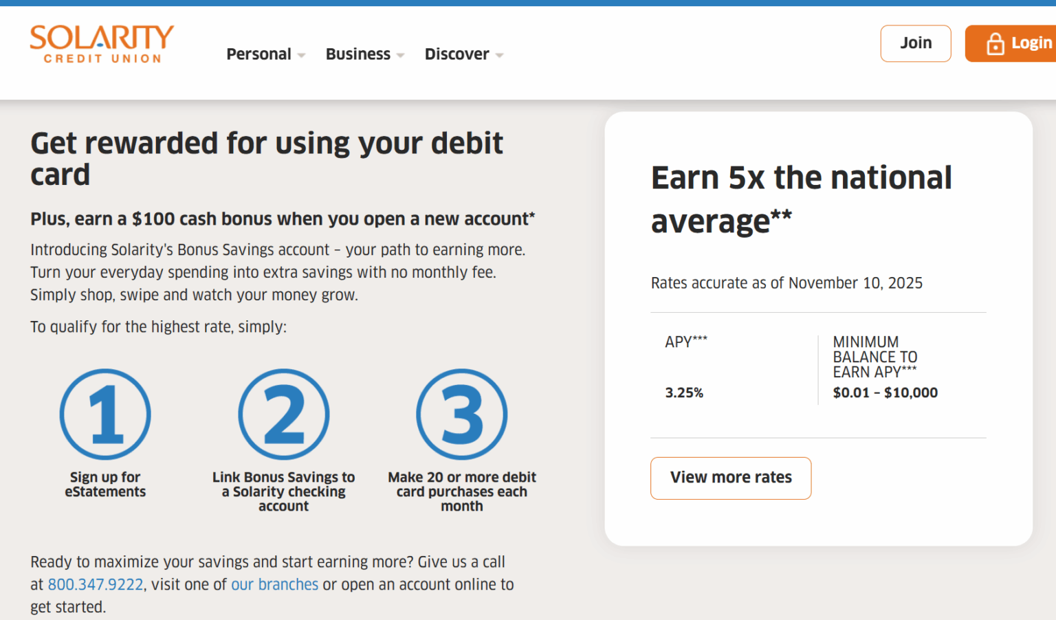 [WA] Solarity Credit Union $100 Savings Bonus, Direct Deposit Not Required
