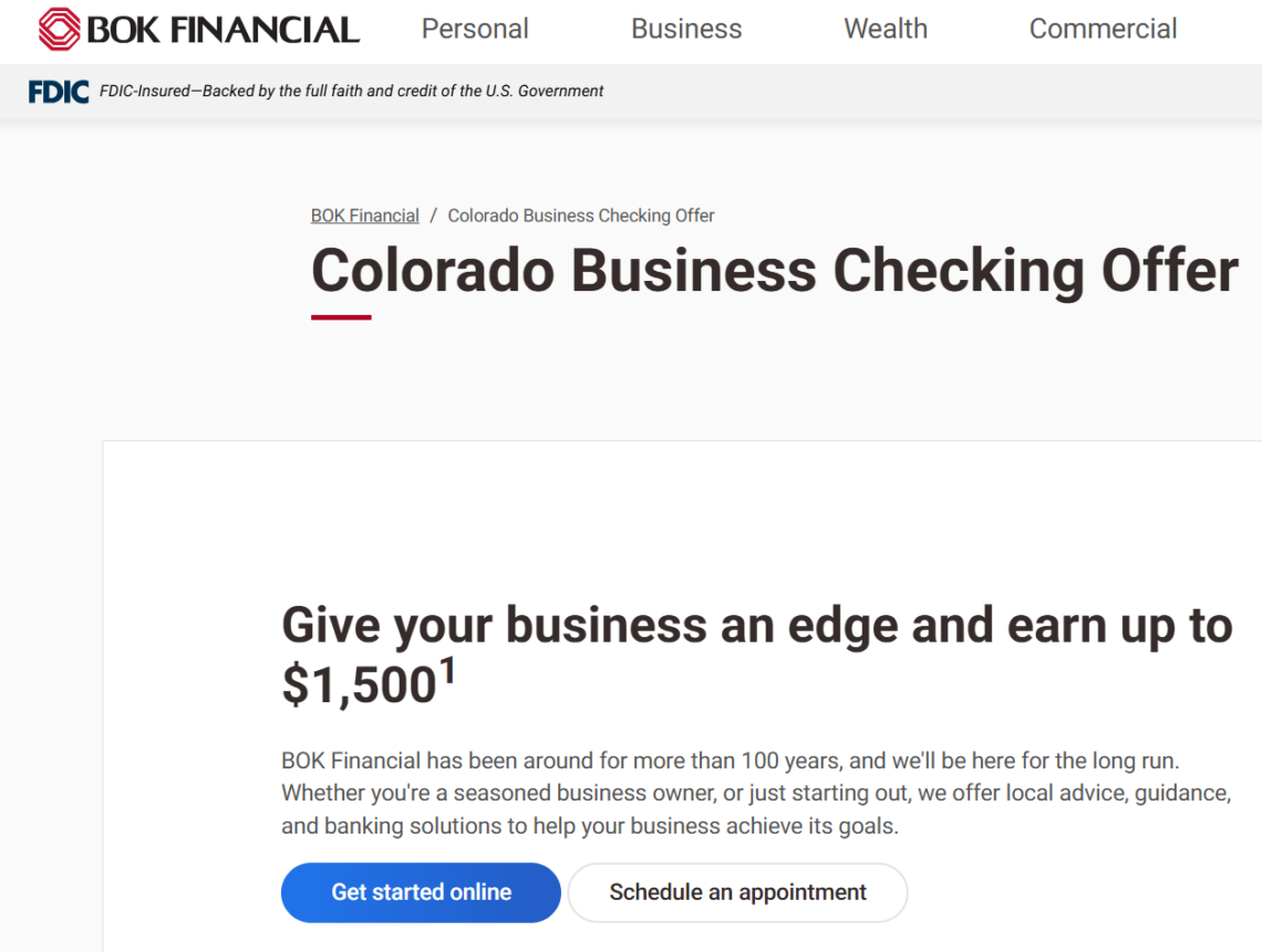 [CO only] BOK Financial $1,500 Business Checking Bonus