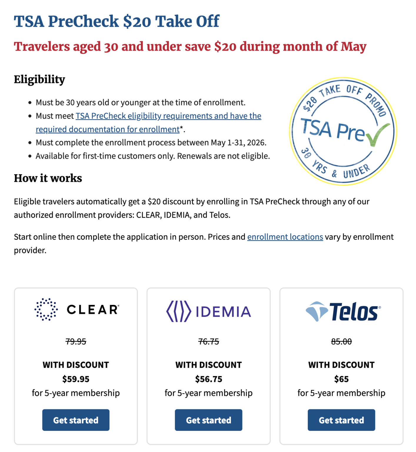 Precihack TSA PreCheck: Save $20 - Age 30 Or Younger - Doctor Of Credit