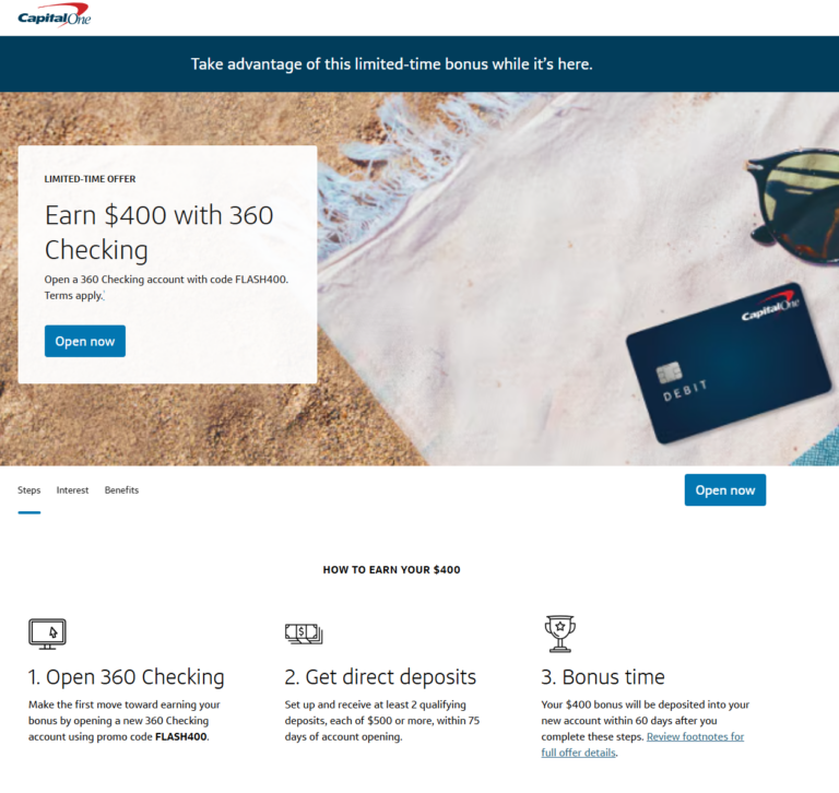 [Expired] Capital One $400 Checking Bonus