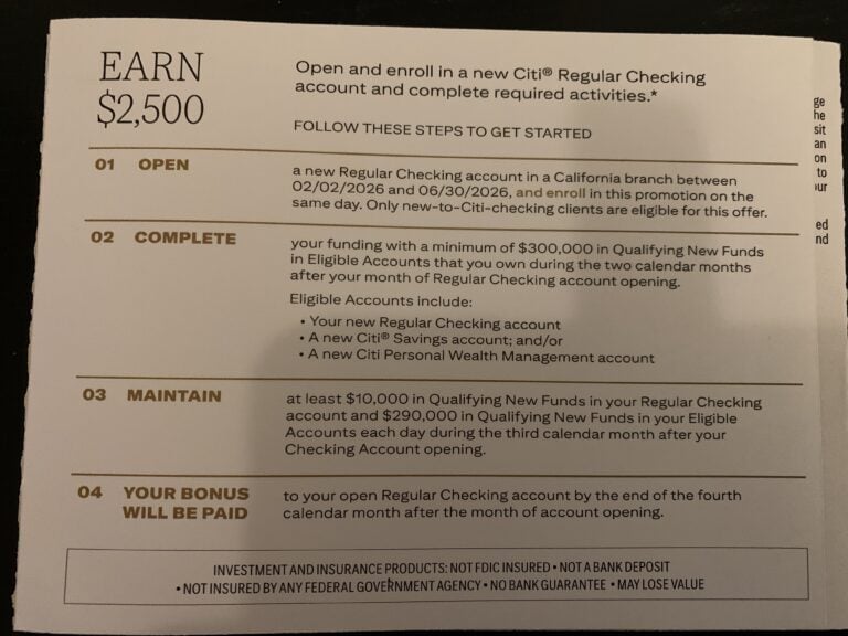[Expired] [CA, In Branch Only] Citi Checking $2,500 Bonus (Requires ...