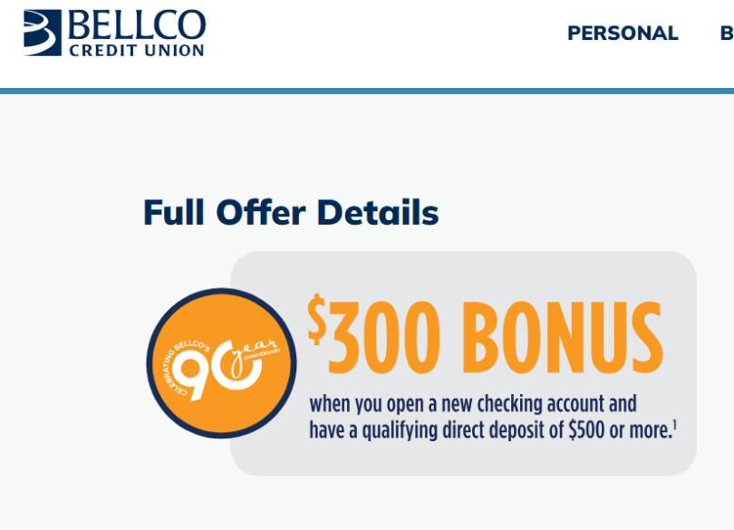 [CO only] Bellco $300 Checking Bonus - Doctor Of Credit