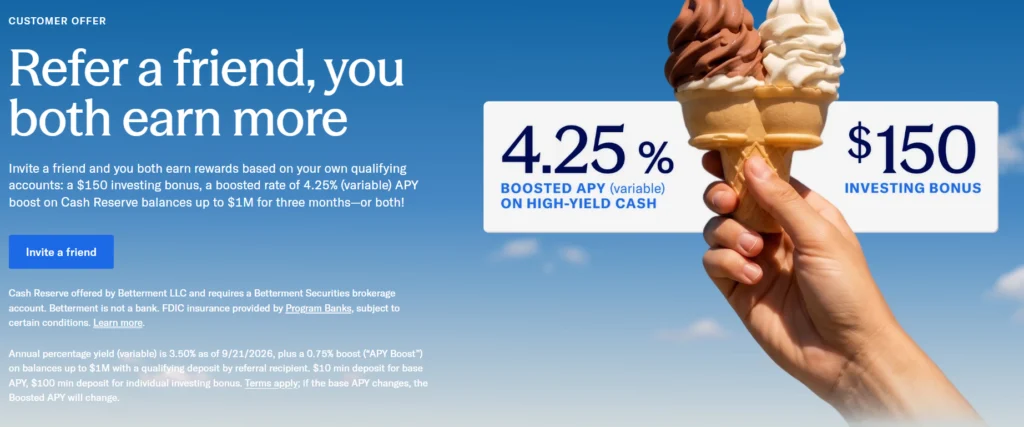 Betterment: $150 Referral Bonus (Automated Investing Account)